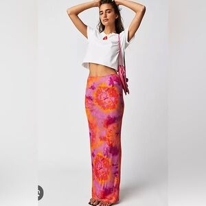 Ronny Kobo Larissa Maxi Skirt Small NWT Pink Orange Purple
